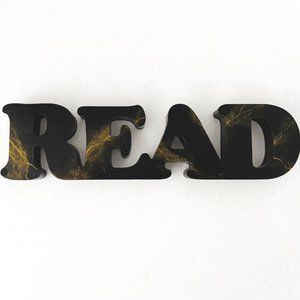Wooden Black/Gold Marble 'Read' Sign